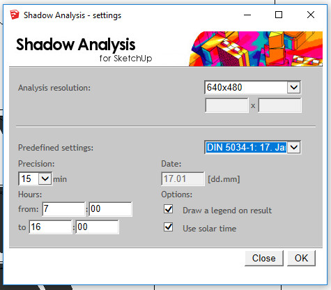 Shadow Analysis 1.4 - 1-minute precision in start and end time setting for the analysis
